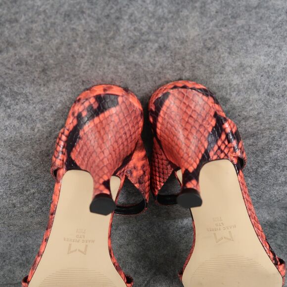 Marc Fisher Shoes Womens 7.5 Mule Sandal Kitten Heel Snake Double Strap Leather - Picture 12 of 14